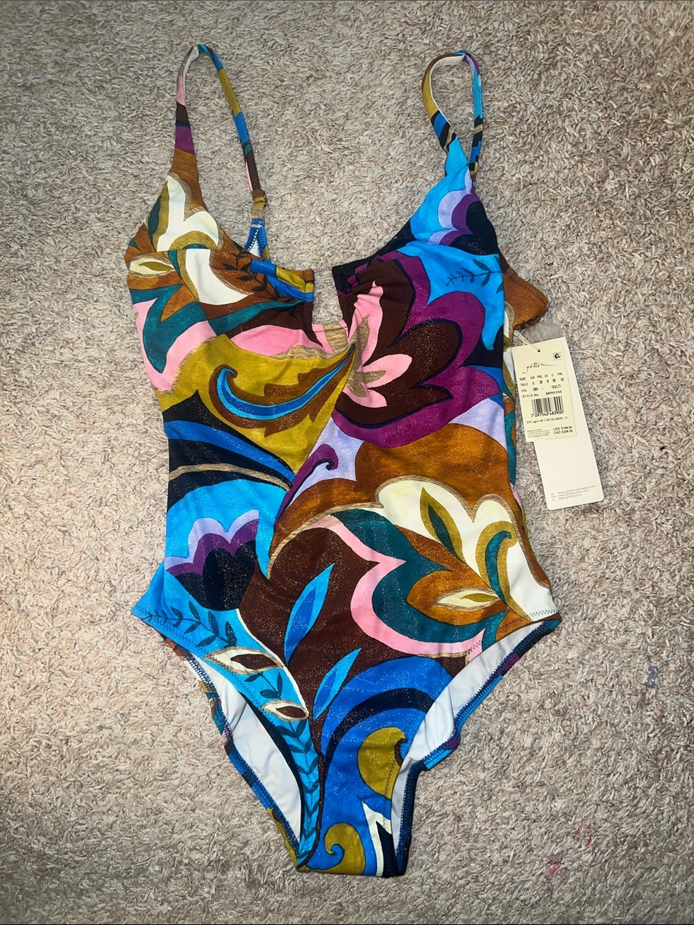 NWT Women’s One-Piece Swimsuit - Multicolor Retro Floral Print